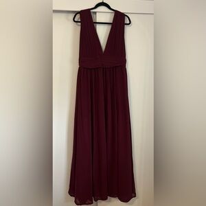 Lulu's deep V Burgundy Dress
